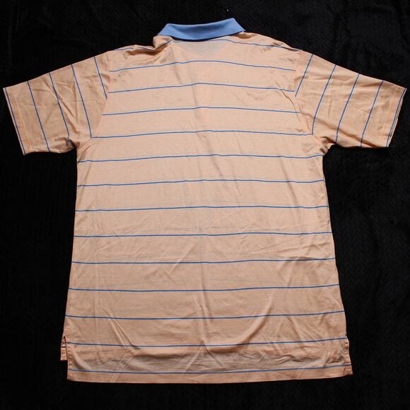 Peter Millar Polo Shirt XL Peach Blue Striped 100% Cotton - Picture 4 of 4